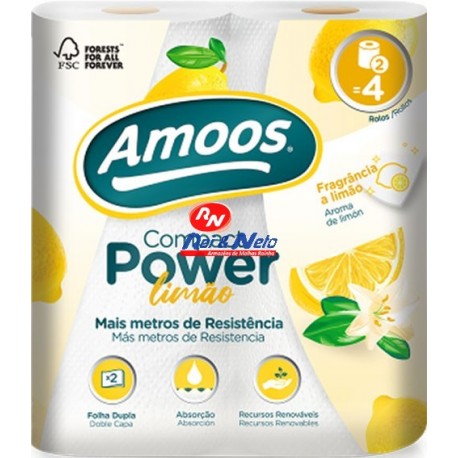 Rolo cozinha 2 Folhas Amoos Power Limão 2x12 rolos