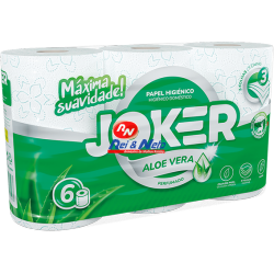 Papel Higiénico Joker Tissue 3 Fls  Verde Aloe Vera 7 maços x 6 Rolos