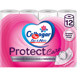Papel Higienico Colhogar Folha Tripla Rosa Protect 12 Rolos x 10 Maços