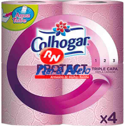 Papel Higiénico Colhogar Folha Tripla Rosa Protect 4 Rolos x 7 Maços